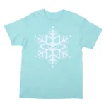 The cutest and frostiest snowflake graphic on a light blue cotton tee. Cozy and adorable -the perfect tee for the holiday season!