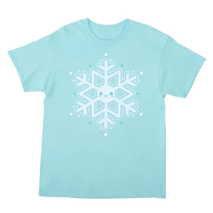 The cutest and frostiest snowflake graphic on a light blue cotton tee. Cozy and adorable -the perfect tee for the holiday season!