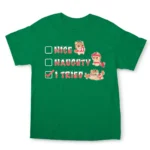 Naughty… Nice.. I tried! Which will you be this season? Featuring our Aphmau Reindeer Cat on a green cotton tee. Cozy and adorable!