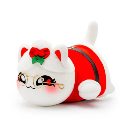 With rosy cheeks and a sweet smile, Mrs. Claus Cat is here to spread some holiday cheer! Adopt one today! This Mrs. Claus Cat plushie and other Holiday MeeMeow 11” plush toys are officially licensed Aphmau merch! These stuffed animals feature cute embroidered faces and squishy bodies made from super soft material, perfect for any Aphmau fan. There are three 11” Holiday MeeMeows to collect. Who will you add to your collection?